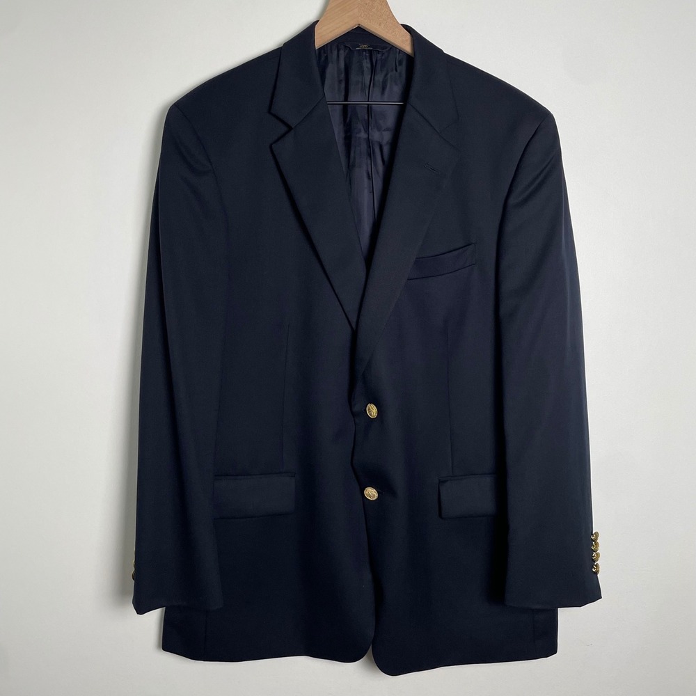 Brooks Brothers 346 Blazer Mens 44R Navy Wool Madison Fit Gold Button Preppy